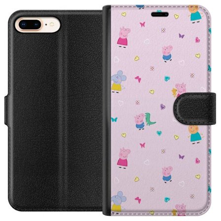 Yhteensopiva Lompakkokotelo Apple iPhone 7 Plus Äiti Porsas vauvan rakastava Peppa Pig -kuvitus pehmeissä väreissä lapsiaiheisiin