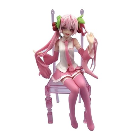 Anime Figur Vacker Samlarobjekt Dekorativ Anime Actionfigur Flicka för Skrivbordsdekorationer Samling Prydnad Med Rosa Stolar