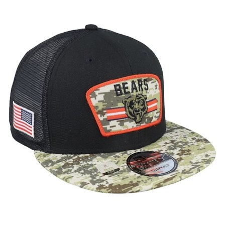 New Era - NFL Black trucker Czapka Z Daszkiem - Chicago Bears NFL21 Salute To Service 9FIFTY Black/Camo Trucker @ Hatstore