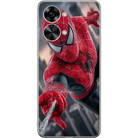 Kompatibel Mobilcover til OnePlus OnePlus Nord 2T Dynamisk Spider-Man-illustration i action-perspektiv, superheltetema med bevægelsesenergi og cinema