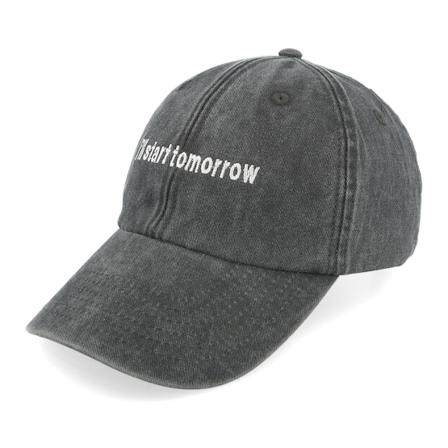 Iconic - Zwart unconstructed Cap - I'll Start Tomorrow Washed Black Dad Cap @ Hatstore