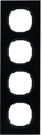 Hager 10142616 Dekkramme R.8, glass, svart 4 rom, Strømbrytere & vegguttak