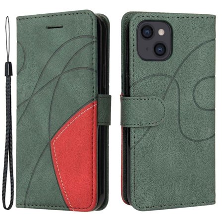 Tekstureret iPhone 14 læderetui med rem - Grøn