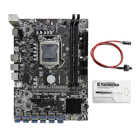 B250c Mining Moderkort Med Kylpasta+Switchkabel 12 Usb3.0 Till Pcie Slot Lga1151 Sata3.0 Su