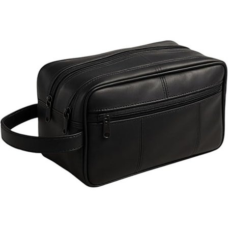 PLAN BOOKS Stor toilettaske/necessär i ægte læder til mænd, til rejser, overnatninger, fitnesscenter og barbering