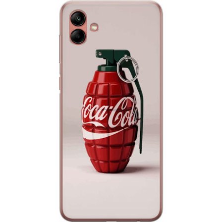 Kompatibel Mobilcover til Samsung Samsung Galaxy A04 Kunstnerisk illustration af Coca Cola granatæble i rødt og grønt, pop art inspireret motiv med