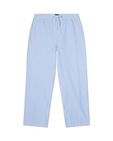Lexington Teens pyjamahose aus gestreifter Bio-Baumwoll-Popeline, blau/weiß