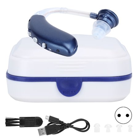 D‐6000 uppladdningsbar digital hörapparat Öronhängande ljudförstärkare för äldre 100‐240VDmörkblå EU-kontakt