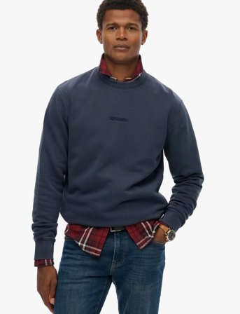 Superdry Micro Logo Crew - Navy - M