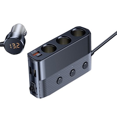 7 in 1 -puhelin tabletti 3 pistorasia Power tupakansytytin jakaja 4 USB portti PD30W+QC3.0 autolaturi adapteri pistoke 128W kestävä
