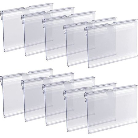 50 stk. Klart Plastik Etiket Holder Trådhylde Detailhandel Pris Etiket Klip På Kurv Vare Tegn Display Skilt
