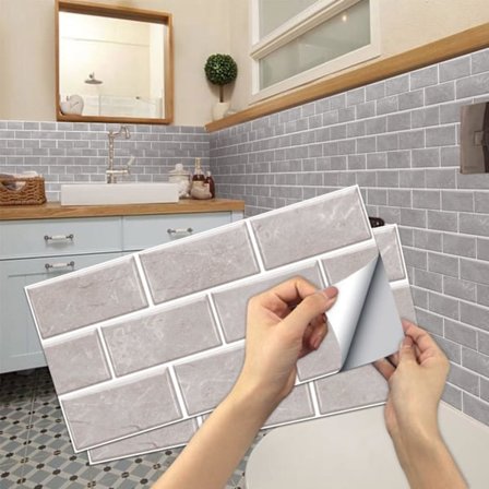 6 grå flisesklistermærker, selvklæbende vinyl backsplash fliser selvklæbende vandtætte fedtsikre fliser vintage stil DIY boligindretning køkken 