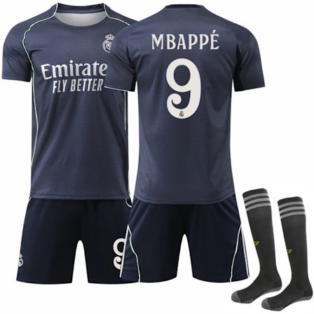 25-26 Real Madrid udebane Børnefodboldsæt nr. 9 Mbappé