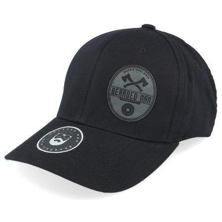 Bearded Man - Svart flexfit Keps - Wood Work Emblem Combed Black Flexfit @ Hatstore