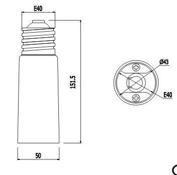 SYNERGY 21 LED Adapter für LED-Leuchtmittel E40->E40 lang