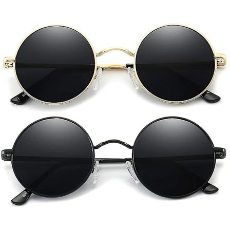 Vintage runde John Lennon polariserte solbriller for menn kvinner Circle Hippie solbriller