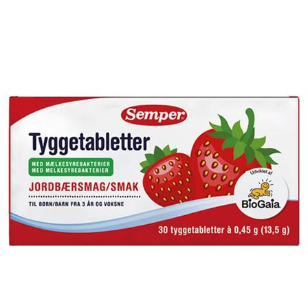 Semper Tyggetabletter med Mælkesyrebakterier Jordbær 30 tyggetabl., Helse & Madvarer, Mælkesyrebakterier, Mælkesyrebakterier Til Børn