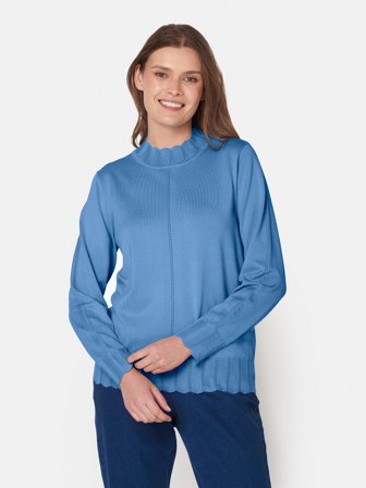 SIGNATURE - Strik - Blå - Krave Detalje