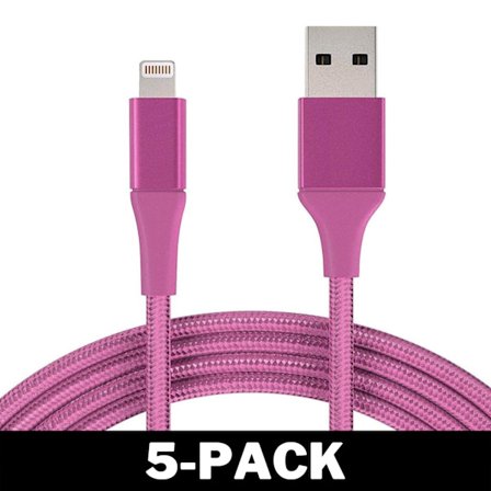 1M Kabel iPhone Laddare Nylon Quick Charge Rosa