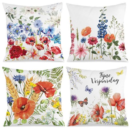 4 stk. pudebetræk med blomstermønster, 45x45 cm bløde og komfortable seng pudebetræk til sofa soveværelse stue