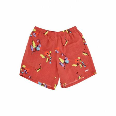 Obey, shorts easy digital Rood, Heren, Maat:M