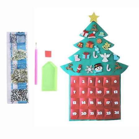 DIY Diamantmaleri Juletre Krystallbroderi Rund Form