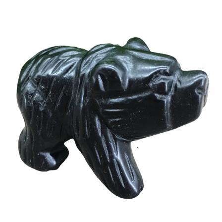 Käsin veistetty sekoitettu jalokivikristalli karhu-eläinhahmo Eläimen veistos (musta obsidiaani)