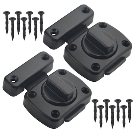 2-pack roterande bultlås dörrfång grindfång säkerhetsdörr glidlås roterande dörr staketlås (svart)