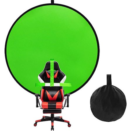 Vihreä tausta - Halkaisija 140 cm - Kokoontaitettava vihreä tausta - Pelitallennus - Valokuvausstudio - Taustakangas - Vihreä tausta - Taustakangas