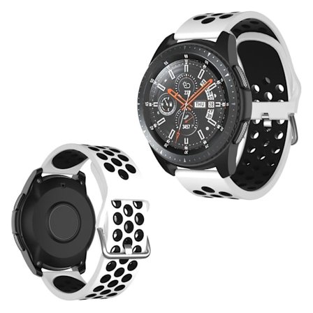 Samsung Galaxy Watch (46mm) / Gear S3 / S3 Frontier klockarmband i silikon med två färger - Vit / Svart