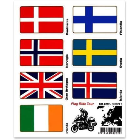 Flagklistermærker til motorcykelkufferter, Flagtur, Europa 3, 16 x 13,5 cm