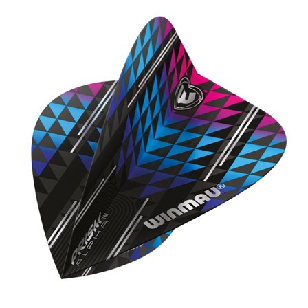 Winmau Dart Flights Alpha Kite Prism 100 Micron 3 Sets Black, Blue, Purple Geometric Design Professional Player Standard