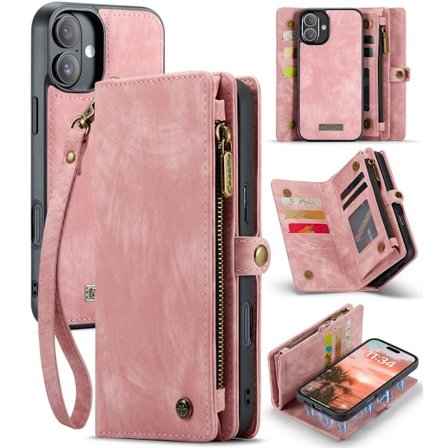 CaseMe Multi-Slot 2 i 1 Pungetui iPhone 16 Rosa
