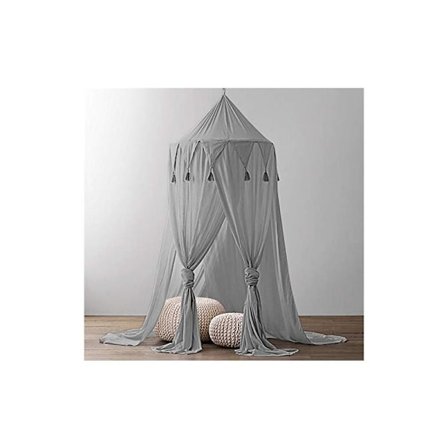 Hengende seng baby baldakin barn baby seng chiffon dekorativ myggnett for baby dressing room innendørs utendørs lek leserom (grå)