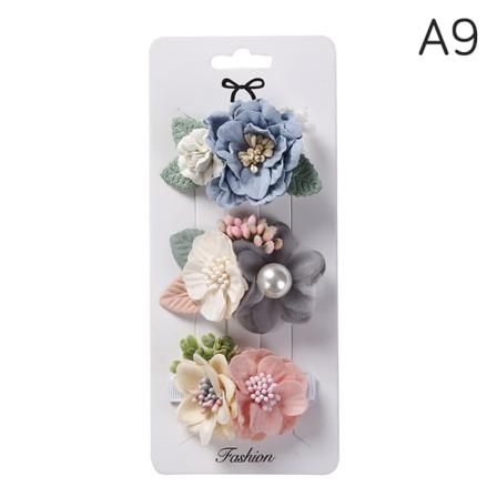 3 St/ Set Konstgjorda Blomma Baby Hårklämmor Pearl Chiffong N