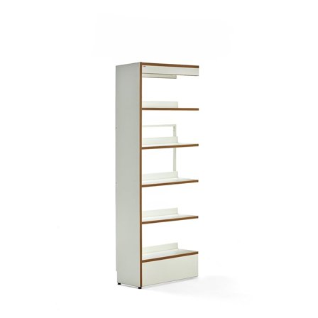 Library bookshelves STORY, add-on, single-sided, 1920x723x305 mm, 5 shelves, white