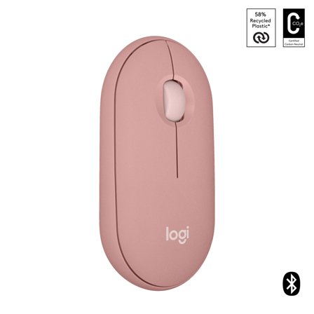 Logitech Pebble Mouse 2 M350s - mus - Bluetooth 5.2 LE - tonal rosa