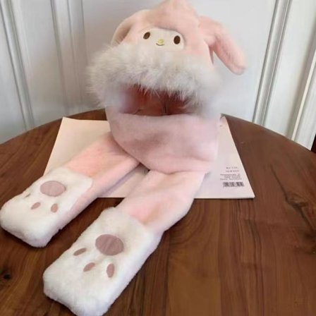 Tykkere tredelt vintersett for barn med skjerf, lue og bevegelige, integrerte ører