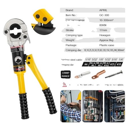 Hydraulisk pressverktyg, kabelsko-press, 8T tryck, GC-300