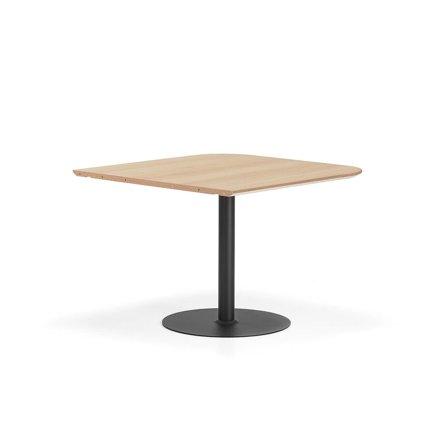 Table METRIC, rounded corners, 1000x1000x720 mm, black/oak