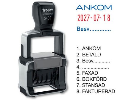 TRODAT Stämpel 5430/L Datum med standardtexter - Lyreco - Kontorsmaterial - Till skrivbordet - Stämplar