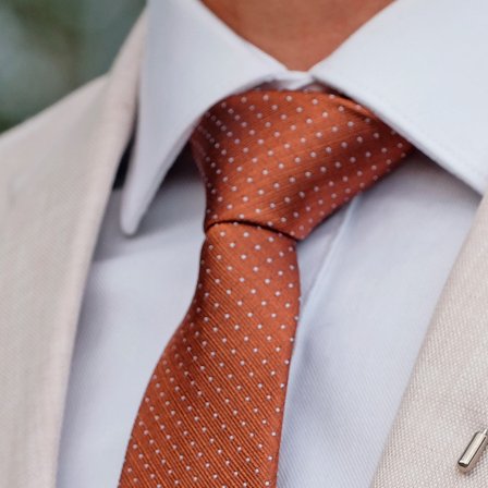 Kobberbrunt Prikket 6cm Silkeslips for menn - Mønstrede slips