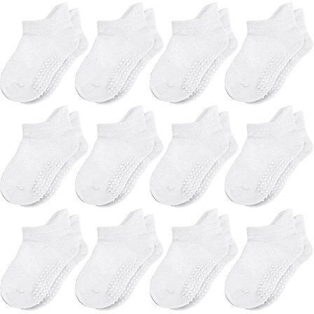 Baby Sokker Skridsikre Sokker - 12 Par Ankelstrømper Med Anti-slip Punkt Design 3d