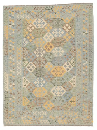 Kelim Afghan Old Style Matot Käsinkudottu 178X236 Matto Tummankeltainen/Vihreä Afganistan
