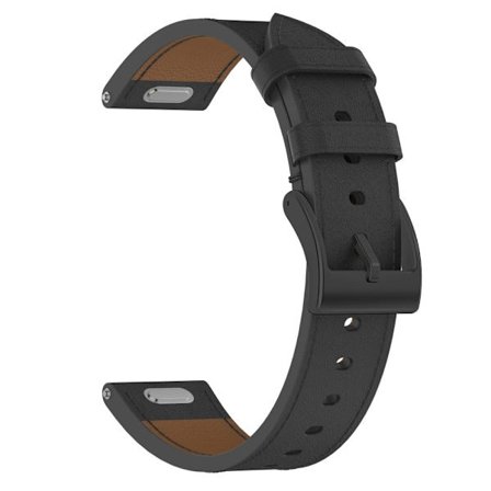 Huawei Garmin Smartwatch -älykellon ranneke 18mm Universal Top Layer Cowhide Leather Strap - Musta