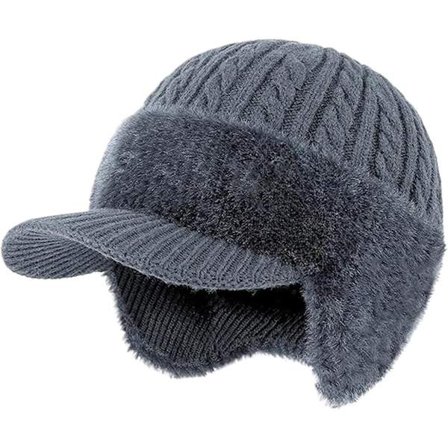 Ekstra tyk vinterhue, vindtæt og varm skihue til skiløb, cykling og kælketure. Ideel gave til fædre og venner. Komfortabel hue i grå til kulde