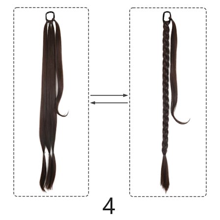 34" Erikoispitkä poninhäntä hiussolmiolla synteettinen punos poninhäntäpidennys Luonnolliset mustat hiukset Suorat tekohiukset itse punottu
