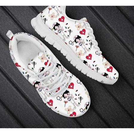 Våren sjuksköterska platta skor, kvinnor söta tecknade sneakers Set-2 37 / HMFA003AQ