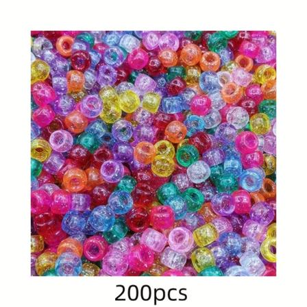 100-1000 stk 6x9mm blandet farge glitter gjennomsiktig plast ponnyperler for smykkefremstilling DIY armbånd halskjede skittent flette dekorative 