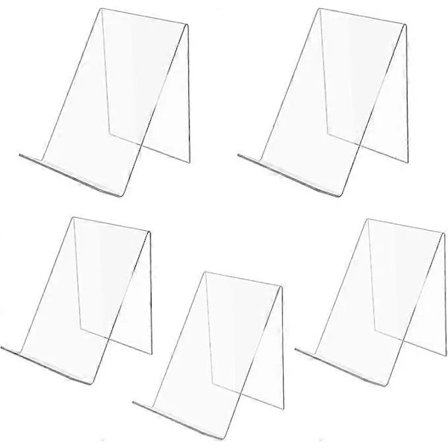 [CA] Paketti, jossa 5 akryylistä kirjatukea, kirjateline, esiteteline, kirjatuki, akryyliteline, 13 x 11,5 x 10 cm, läpinäkyvä, tuoteteline, tuotetuki